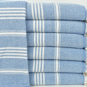 Turkish Beach Towel, Turkish Towel Beach, Sax Blue Towel, Striped Towel, 40x71 Inches Custom Bath Towel, Spa Towel, Tablecloth Towel,