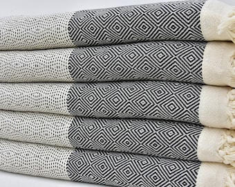 Türkische Decke Bettdecke Dekor Decke Weiche Decke 200x240 cm Türkische Tagesdecke Handgewebte Tagesdecke Schwarze Decke I-105