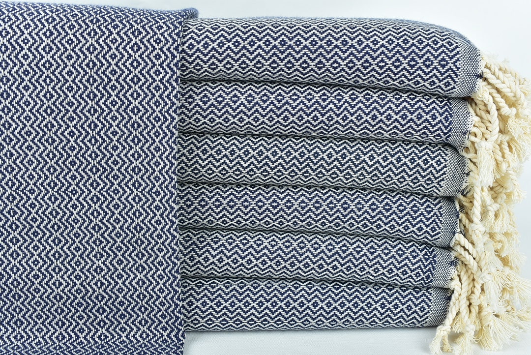 Custom Beach Towel, Wedding Favors for Guests, Navy Towel, Diamond
