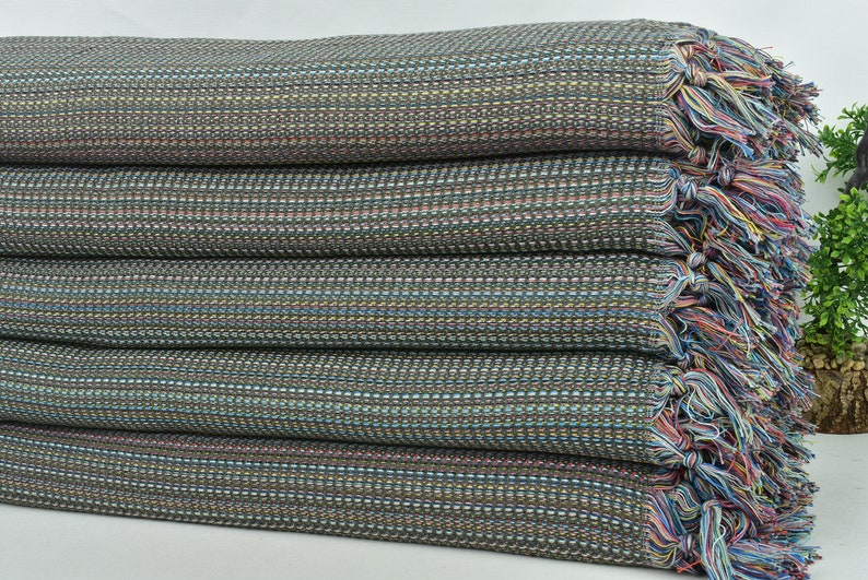 Tagesdecke , Türkische Tagesdecke , Khaki Grüne Decke, Bunte Decke, Handgewebte Tagesdecke , King Size Decke, Yoga Decke, Bild 3