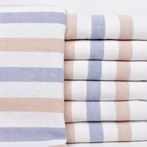 Organic Beach Towel, Wedding Gift Towels, Sax Blue-Mustard Towel, Striped Towel, Terry Peshtemal, 36x63 Inches Chic Shawl, Guest Peshtemal,