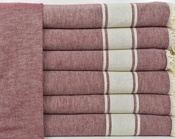 Bedcover, Turkish Throw Blanket, Burgundy Blanket, Striped Blanket, 60x71 Inches Woven Blanket, Turkish Blanket, Wholesale Blanket,