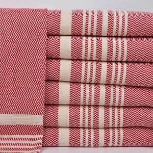 Hand Towel, Wedding Gift Towels, Red Washcloth, Striped Dishcloth, 18x40 Inches Gift For Her, Dish Napkin, Holiday Napkin,