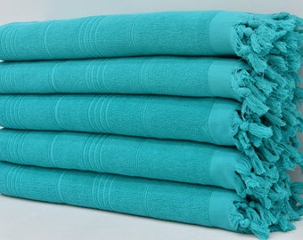 Wedding Gift Towel, Turkish Towel, Absorbent Towel, Beach Towel, Cotton Towel, Peshtemal Towel, Green Terry Towel, 36x70 inches Towel, D-21