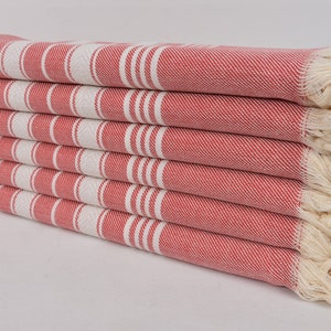 Personalized Gift Towels, 36&quot;x70&quot; Personalized Turkish Beach Towels, Embroidered Turkish Bathroom Towel, Red Bridal Shower Gift Towels A-04