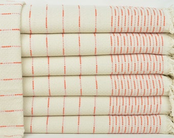 Beach Blanket, Bedcover, Orange Throw, Striped Blanket, 97x91 Inches Couch Cover, Decor Blanket, Gift Blanket, Curtain Throw,