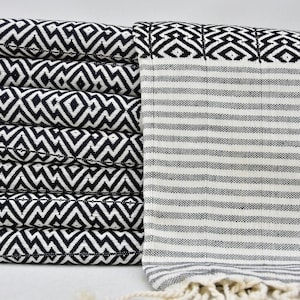 Turkish Towel Black Towel Handmade Towel Peshtemal Towel Beach Towel 40&quot;x70&quot; Turkish Peshtemal Cotton Towel Soft Peshtemal Bath Towel T-02