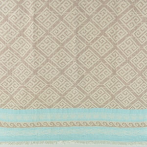 Turkish Bath Towel, Turkish Towel Beach, Light Brown-Turquoise Towel, Geometric Towel, Patterned Towel, 36x71 Inches Pool Towel,