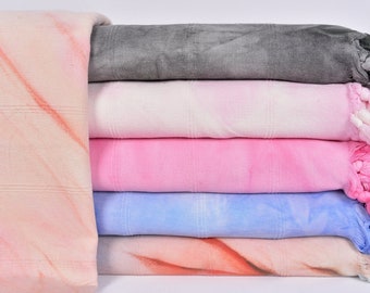 Winter Blanket, Throw Blanket, Large Towel, Striped Tie Dye Blanket, 79x95 Inches Cotton Blanket, Bed Cover, King Size Blanket,