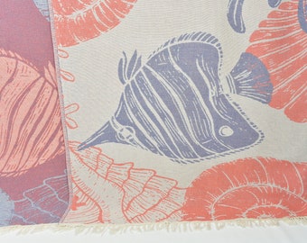Quenn Size Blanket, Beach Blanket, Orange-Blue Blanket, Underwater Animals Blanket, 79x91 Inches Throw Blanket For Bed, Designer Throw,