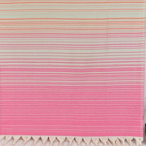 Embroidered Towel, Wedding Gift Towel, Turkish Beach Towel, Organic Cotton Towel, Pink and Orange Striped Towel, 36"x74" Bath Towels, B-38