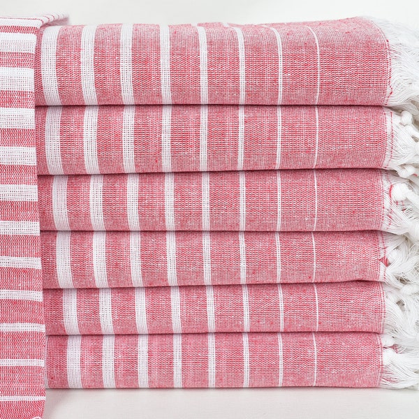 Personalisiertes Handtuch, personalisiertes Geschenk für Sie, Weiß-Rotes Handtuch, Gestreiftes Handtuch, 40x69 Zoll personalisiertes Strandtuch Erwachsene,