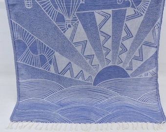 Wedding Gift Towel, Gym Towel, Turkish Bath Towel, Beach Towel, Cotton Towel, Peshtemal Towel, Navy Blue Towel, 40x70 inches Towel, H-03