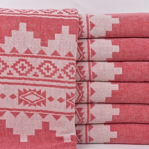 Organic Beach Towel, Beach Towel, Red Peshtemal, Aztec Peshtemal, 36x71 Inches Turkish Towel Wholesale, Fitness Towel, Holiday Peshtemal,