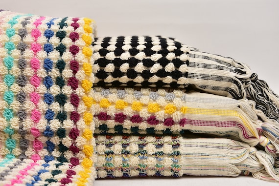Turkish Towel, Bath Towel, Beach Towel, Pom Pom Peshtemal, 36x67 Inches Cotton Towel, Embroidered Towel, Wedding Peshtemal,