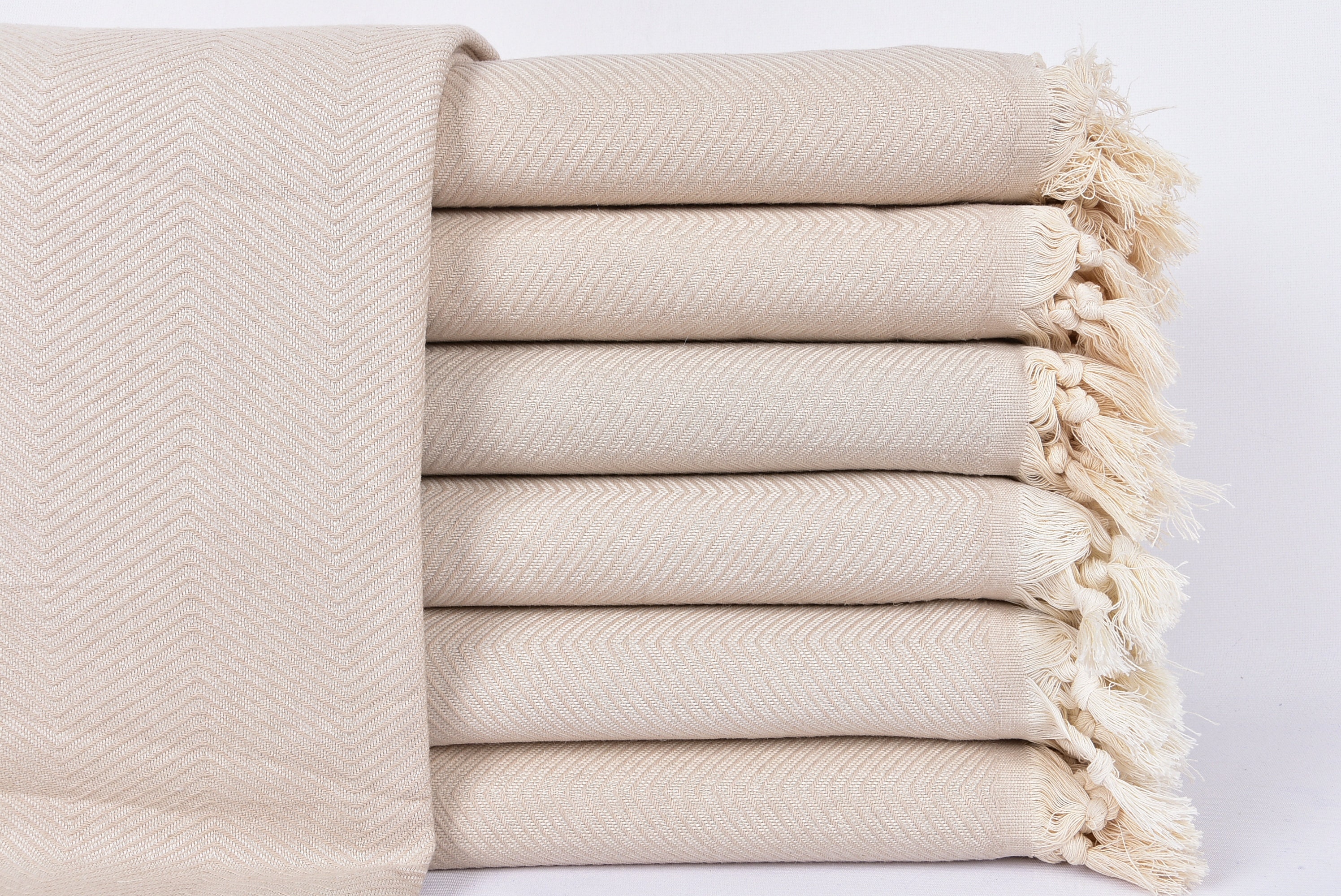 FINPAN Couverture vintage en laine crochetée à rayures