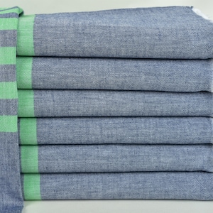 Embroidered Beach Towel, Turkish Beach Towel Personalized, Green-Navy Towel, Striped Towel, 36x71 Inches Custom Bath Towel, Sauna Towel,