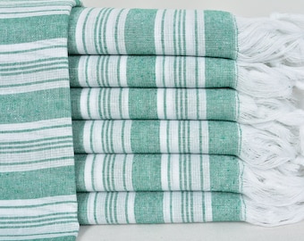 Turkish Towel, Personalized Peshtemal Towel, Bulk Towel, Handwoven Towel, Green Towel, Wholesale Towel, 37"x65"  Turkish Bath Towel YR-02