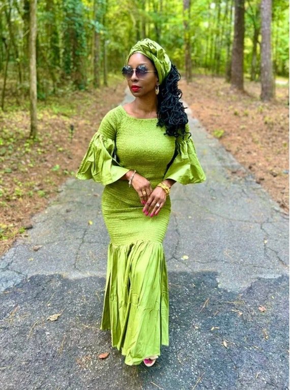 Ankara Fishtail Maxi Dress With Headwrap - Etsy