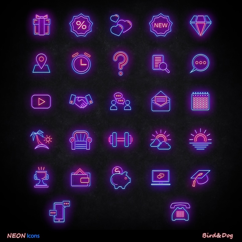 56 Instagram story Highlight covers / Neon icons for | Etsy