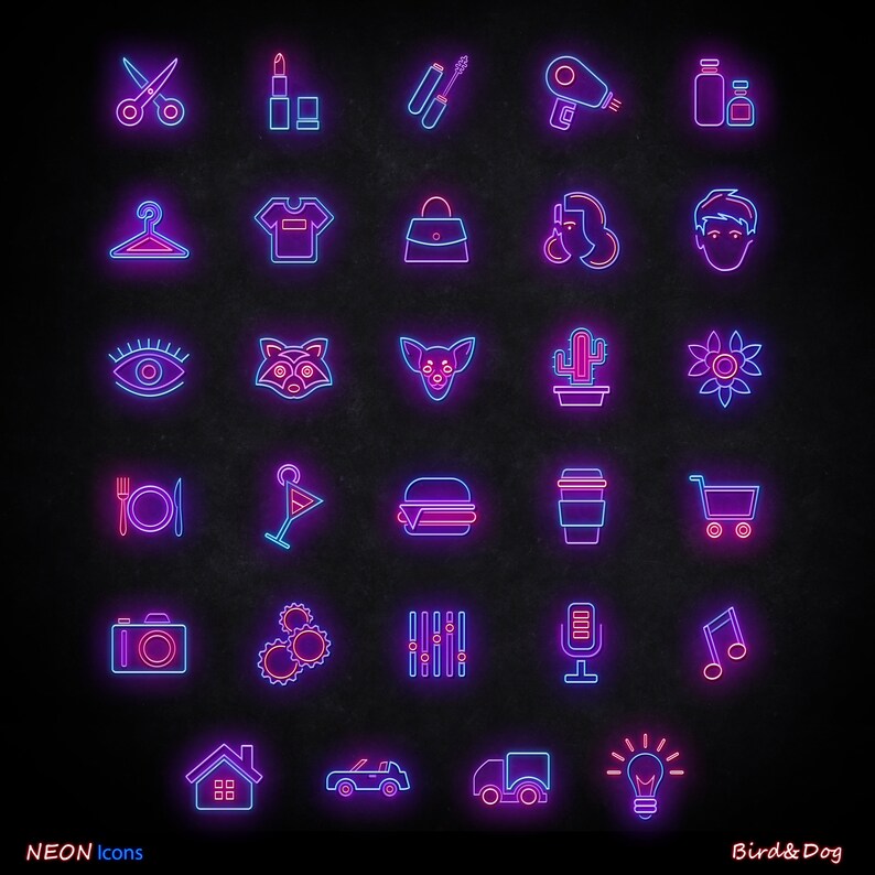 56 Instagram story Highlight covers / Neon icons for | Etsy