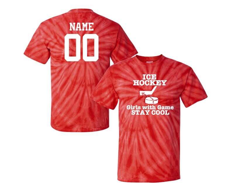 Customizable Ice Hockey Tie Dye T-Shirt Girls with Game Logo