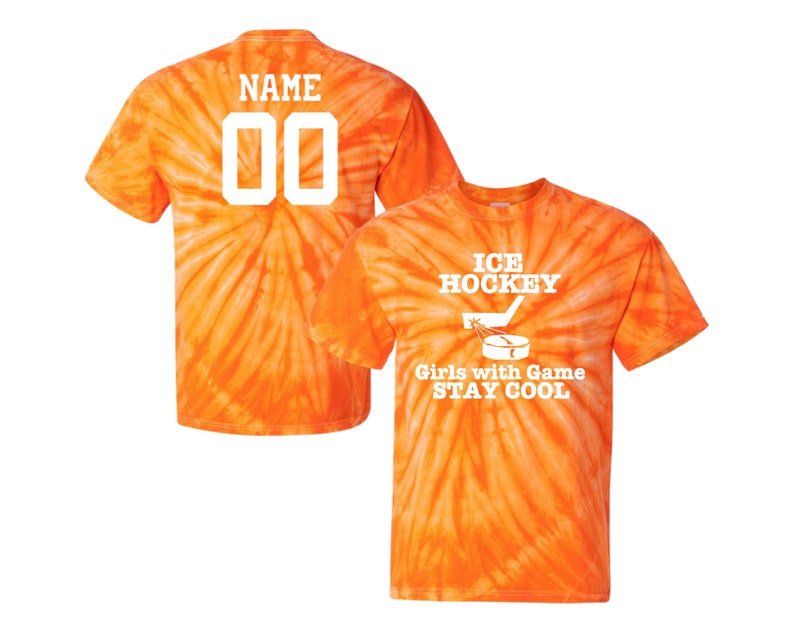 Customizable Ice Hockey Tie Dye T-Shirt Girls with Game Logo