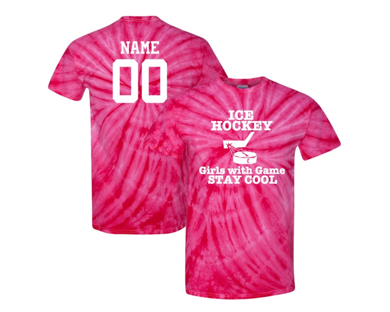 Customizable Ice Hockey Tie Dye T-Shirt Girls with Game Logo