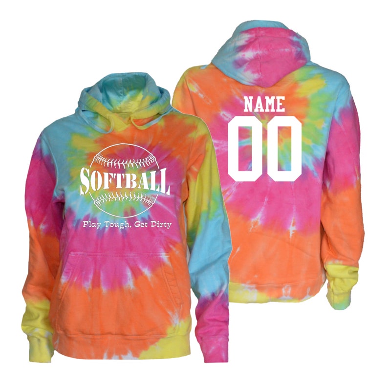 Customizable Softball Tie Dye Sweatshirt play Tough Get | Etsy