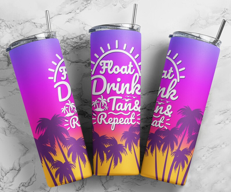 Float Drink Tan Repeat/20 Oz Skinny Tumbler Wrap straight & Etsy