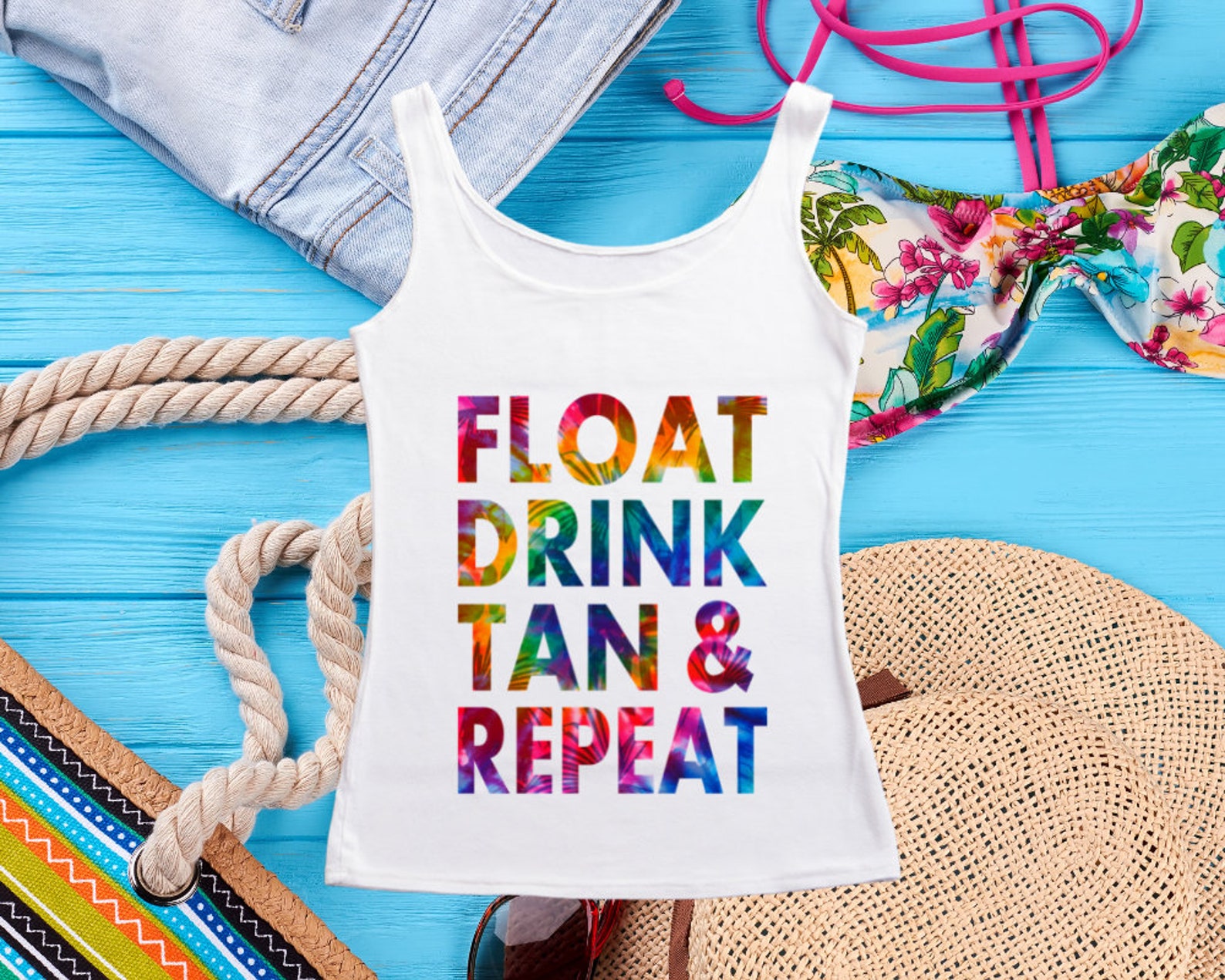 Float Drink Tan & Repeat / PNG File Sublimation / Tropical Etsy
