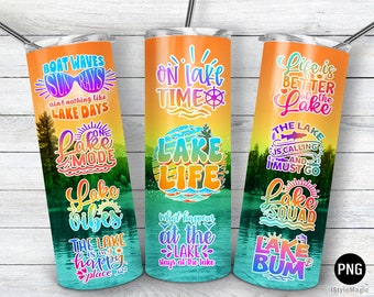 Lake Tumbler Wrap Sublimation Design, Lake Life Wrap, Lake Quotes, Lake Tumbler Ideas, Summer Tumbler, 20 oz Skinny, PNG Instant Download