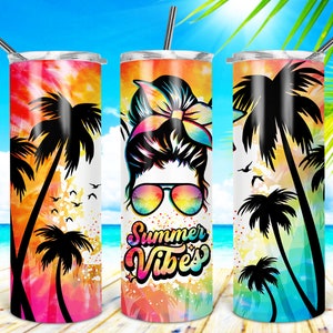 Summer Vibes Tumbler Wrap Tropical Design, Beach Tumbler, Summer Girls Trip, 20oz skinny Tumbler, Sublimation Design. Summer PNG Download