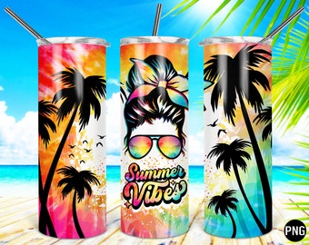 Summer Vibes Tumbler Wrap Tropical Design, Beach Tumbler, Summer Girls Trip, 20oz skinny Tumbler, Sublimation Design. Summer PNG Download
