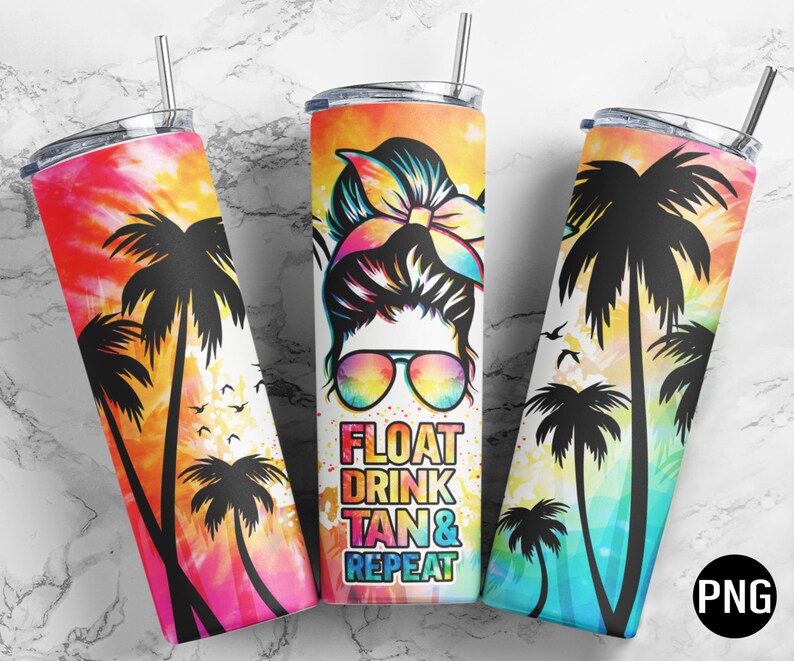 Float Drink Tan Repeat Wrap Tumbler 20 Oz Skinny / PNG Etsy