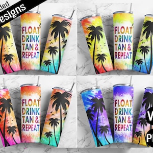 Float Drink Tan Repeat Tumbler Wrap, Summer Tumbler Wrap, Beach Vibes Design, Girls Trip Cup, 20 oz Tumbler Sublimation Design, PNG Download