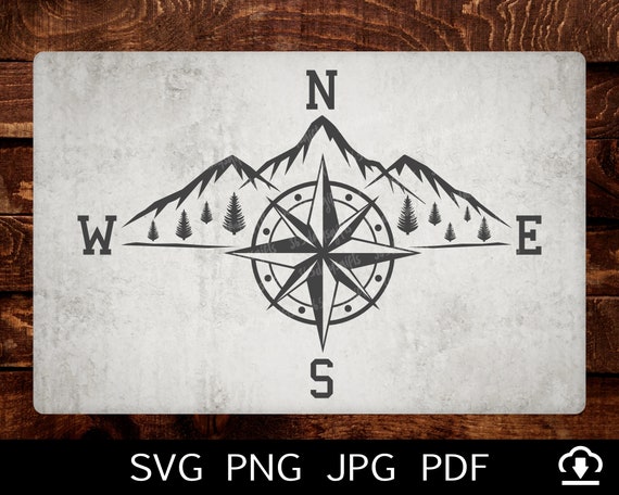 Mountains And Trees Compass Svg File For Cricut /Car | Etsy