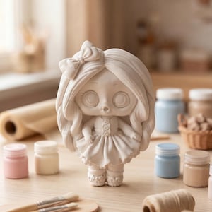 Plaster Doll Craft Kit – Kids DIY Painting Activity, Bear Moon Figurine