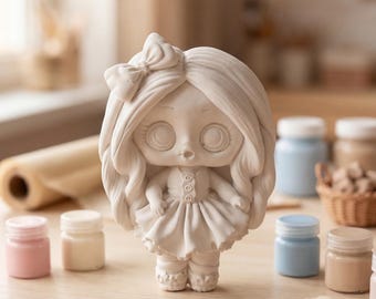 Plaster Doll Craft Kit – Kids DIY Painting Activity, Bear Moon Figurine
