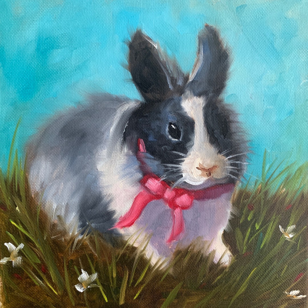 Spring Paintings Rabbit Bunny, Rabbit, Spring Decor, Spring Art, Spring, Gayle Lambeth, 8x8 Art ...