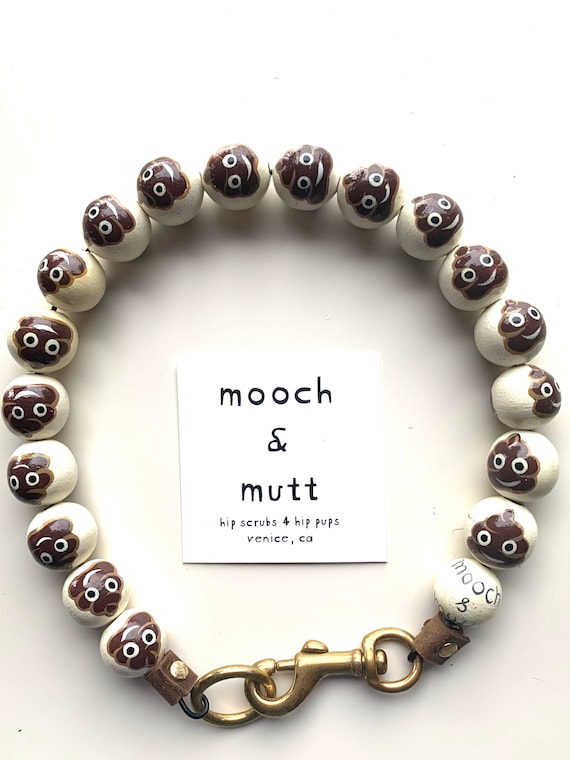 POOPIE pintado mano WOOD collar perrito -