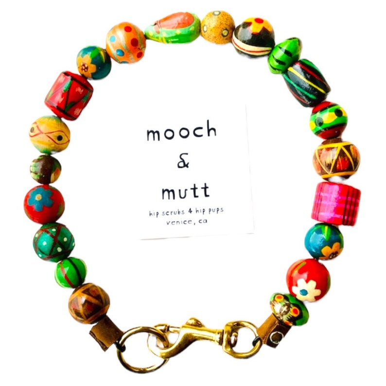 MARDIS Gras Hand Painted WOOD Bead Dog Collars Solid BRASS Etsy