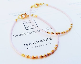 Marraine Godmother Morse Code Bracelet in French, Custom Morse Code Bracelet, Personalized Gifts for Godmother, God Daughter, Sister, Niece