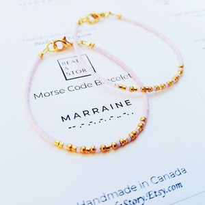 Marraine Godmother Morse Code Bracelet in French, Custom Morse Code Bracelet, Personalized Gifts for Godmother, God Daughter, Sister, Niece