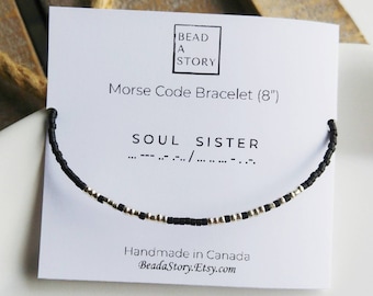 Bracelet code Morse, bracelet en argent avec perles personnalisé, bracelet personnalisé pour soeur, petite amie, cadeau de Noël pour meilleures amies