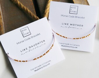 Custom Morse Code Bracelet, Like Mother Like Daughter, Personalized Gift for Mom, Mother's Day Gift From Daughter, personalized bracelet