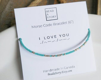 Morse Code Bracelet, I Love You Morse Code Bracelet, Custom Beaded Silver Bracelet, Personalized Bracelet for Girl Friend and Loved Ones