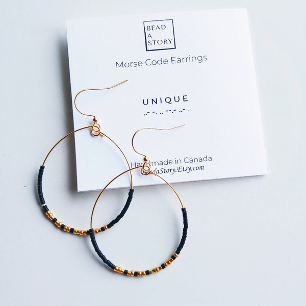 Custom Morse Code Earrings, Personalized Earrings, Oval Hoop 1.5", New Year Wish Gift, Pregnancy Wish Gift, Gift for Mom, Aunt, Wife, Sister