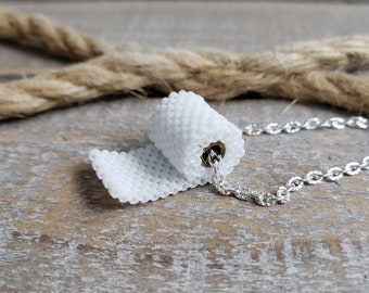 Toilet Paper Necklace with Beaded Pendant Toilet Roll in Silver Chain, Funny Toilet Paper Jewelry Gift for Her