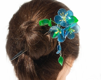 Handmade Japanese Kanzashi Hairpin,glass Resin,lily Flower